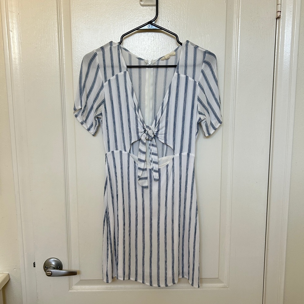La Hearts Navy and White Striped Mini Dress